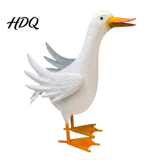 Country Style Yard Ornament 12 Inch Porch Goose Statue Large Metal Lawn A
