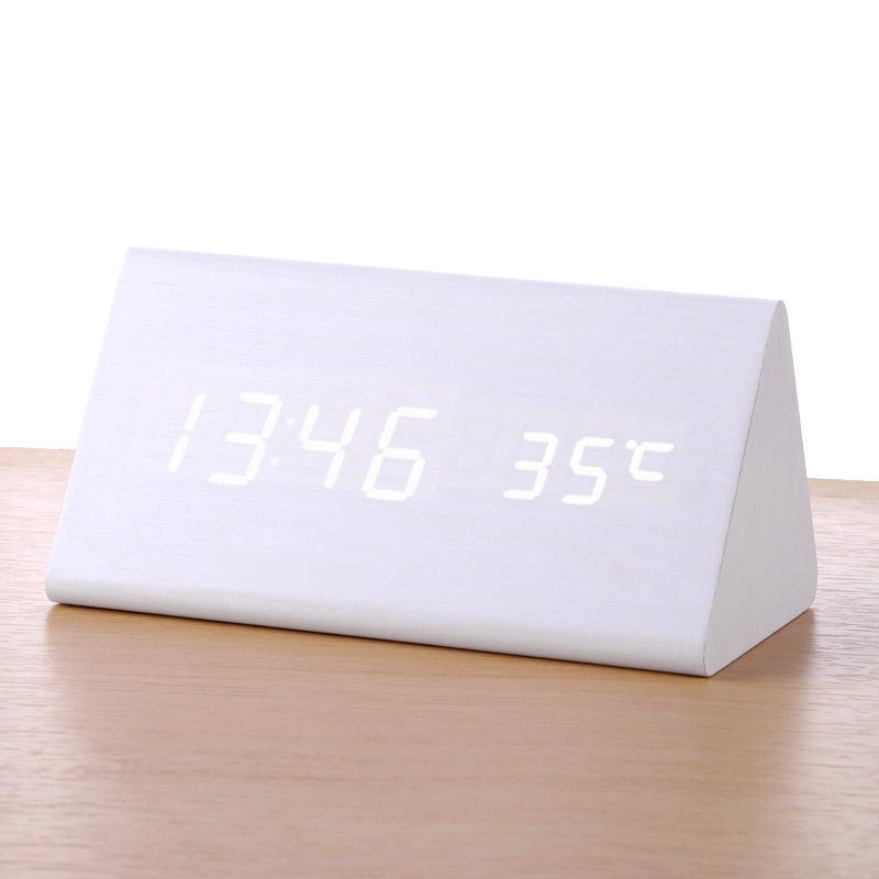 Wooden multi-functional alarm clock creative luminous intelligent led digital display student gift electronic clock silent