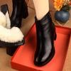 Coarse heel mother short boots women's 2025 autumn new women's boots winter velvet warm cotton boots Coarse heel non-slip thick-soled cotton shoes