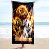 1PC Custom Name Tiger Fire Fantasy Art Beach Towel Highly Absorbent And Sand-Resistant Towel for Swimming, Pool, Yoga, And Travel Lightweight