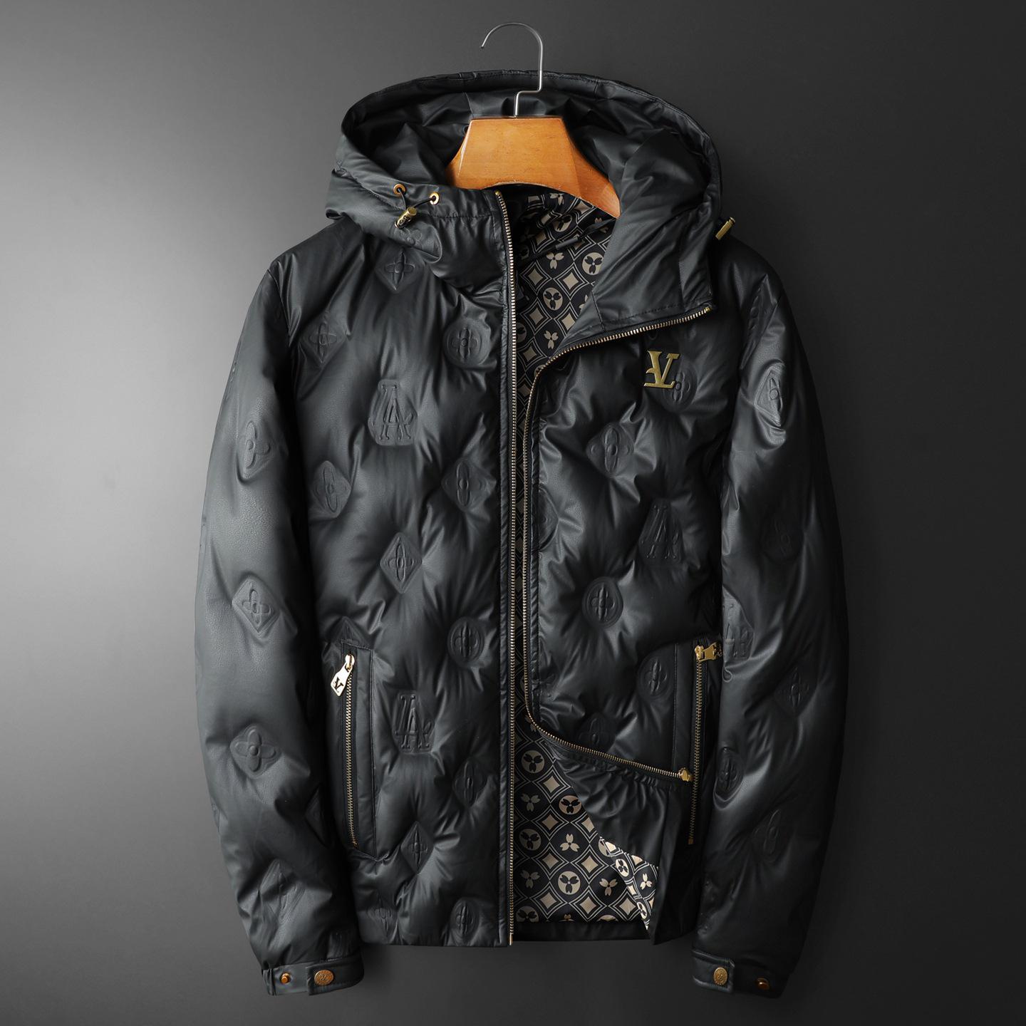 

Men s Luxury Hooded Down Jacket - European High-end 90 White Duck Down Winter Coat L чорний