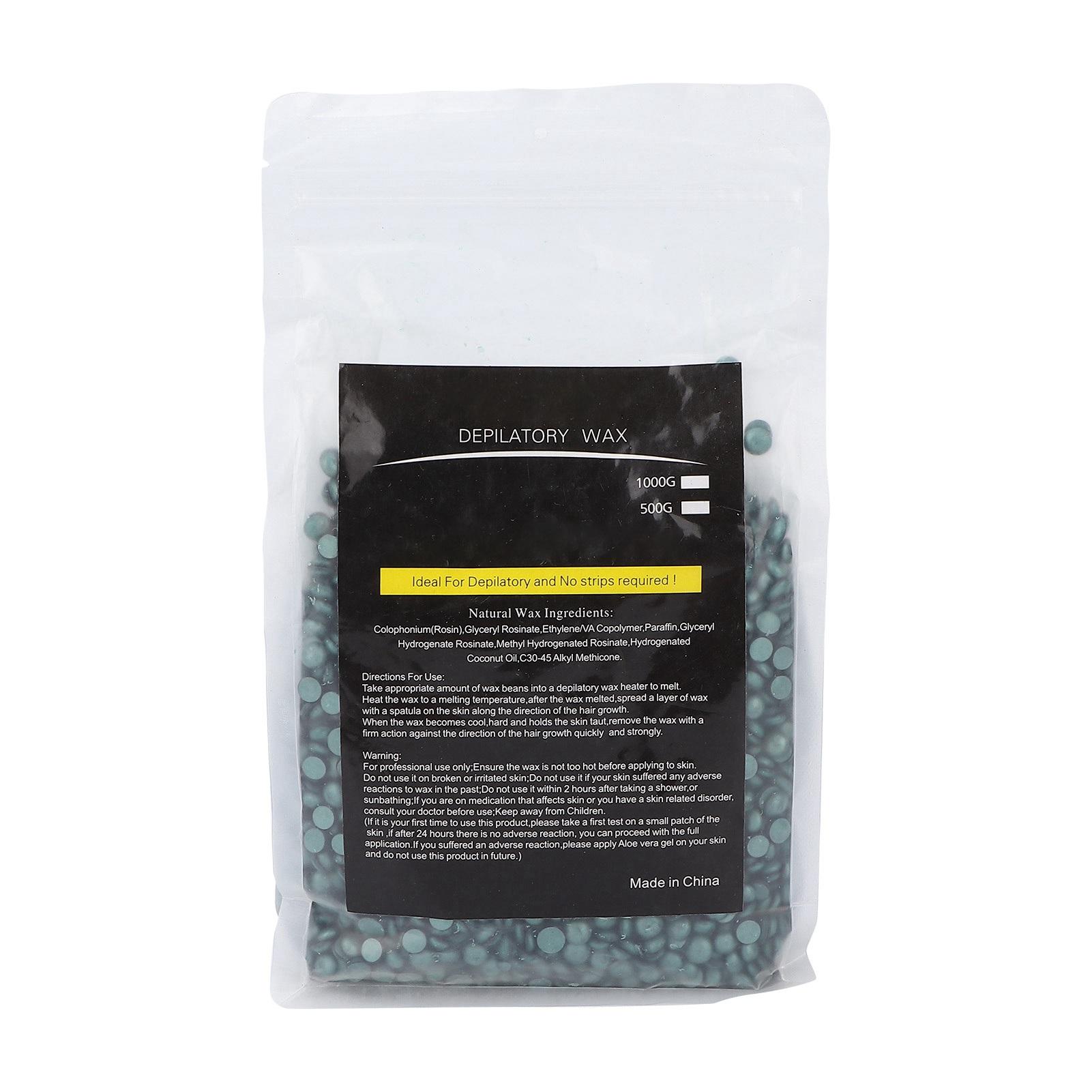 

Hard Wax Beads Painless Depilatory Hair Removal Wax Waxing Gilter Beans for Full Body 500g Green