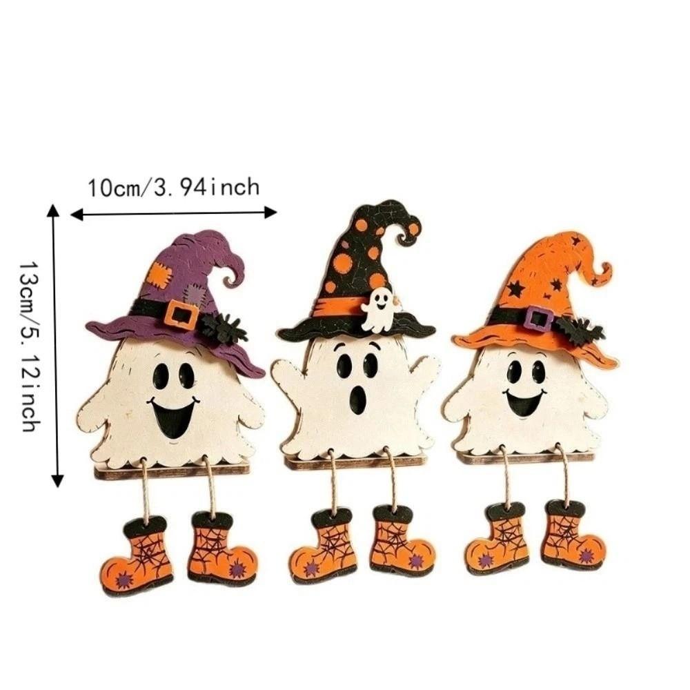 Pumpkin Spider Bat Designs Halloween Wooden Ghost Signs Ghost Figure Tabletop Sign Holiday Gift