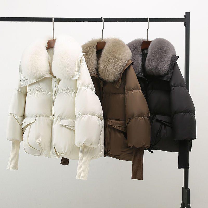 

Da Mao Women s Milky Short Lapel Down Jacket Winter Thickened Korean Style Coat XL [130-150 lbs] білий