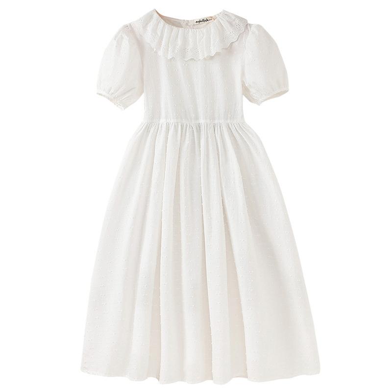 Girls Fashionable Cotton Dress for Summer, Children s White Princess-style Dress 120cm белый