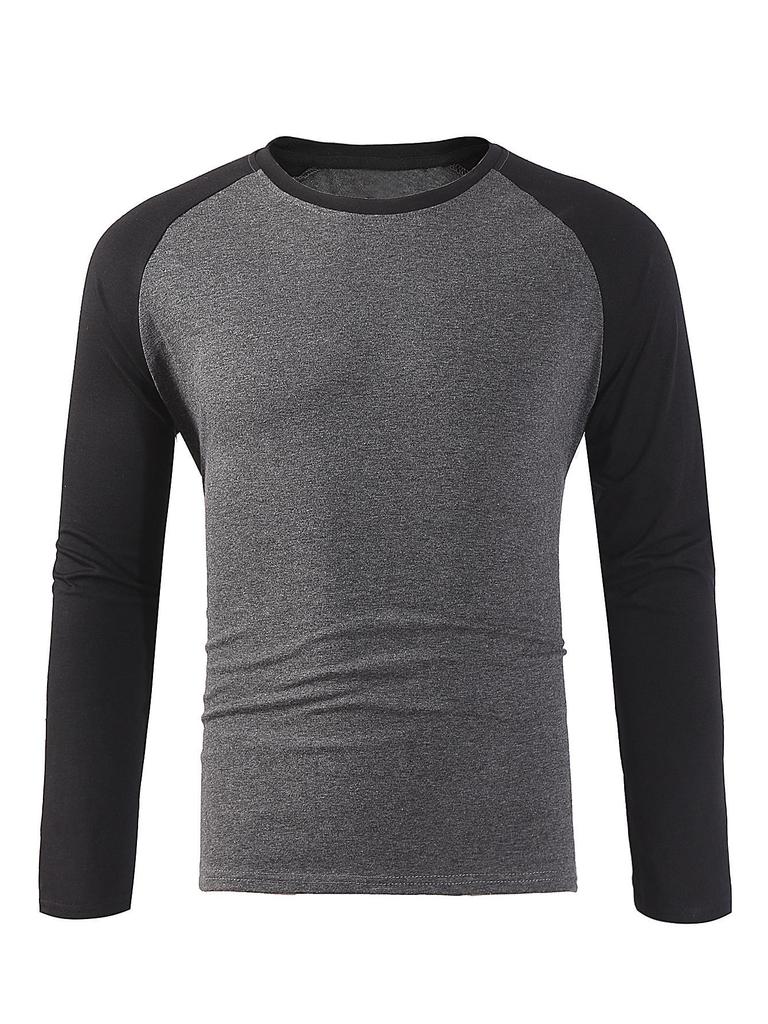 Herren Langarm Rundhals Raglan T-Shirt - Locker, Atmungsaktiv, Große Größen Basisschicht