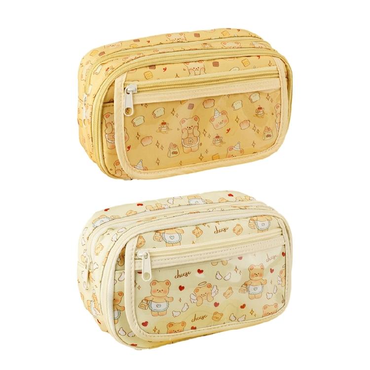 Cartoon Bear Pencil Case Large Capacity Storage Bag Aesthetic Pen Bag Lovely Pencil Pouch School Office Supplies