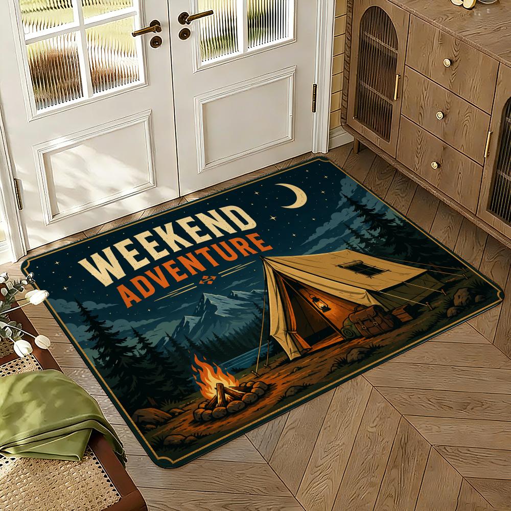 Outdoor Adventure Floor Mat Soft Thickened Absorbent Non-Slip Bedroom Living Room Door Mat Home Decor Flannel Rugs