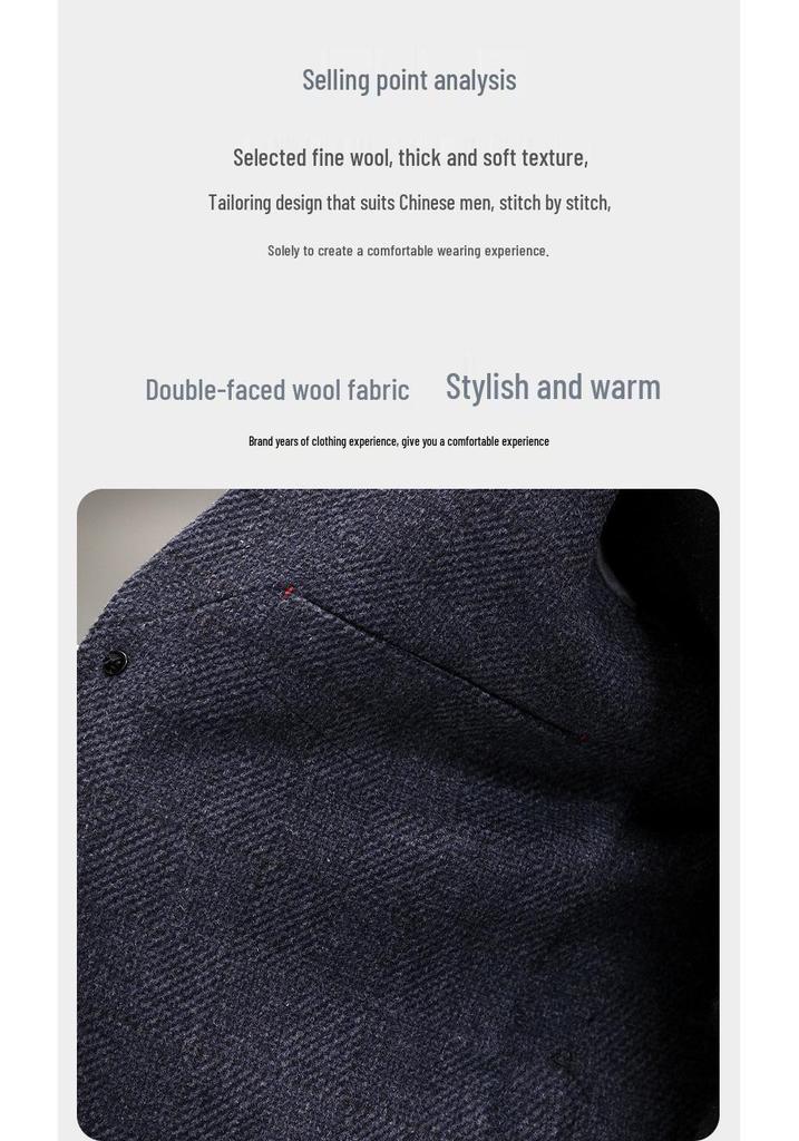 2024 Winter Men's Wool Cashmere Short Lapel Jacket - Double-Sided Nisi Collection for Middle-Aged