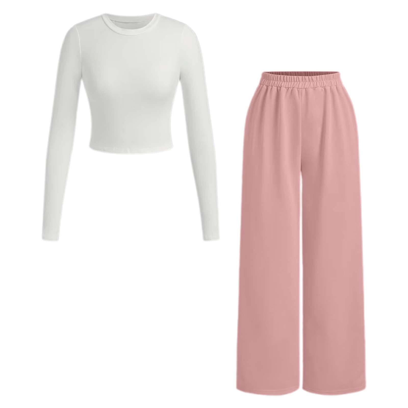 

Женский повседневный и модный однотонный комплект из двух предметов: топ и брюки XS арбуз красный