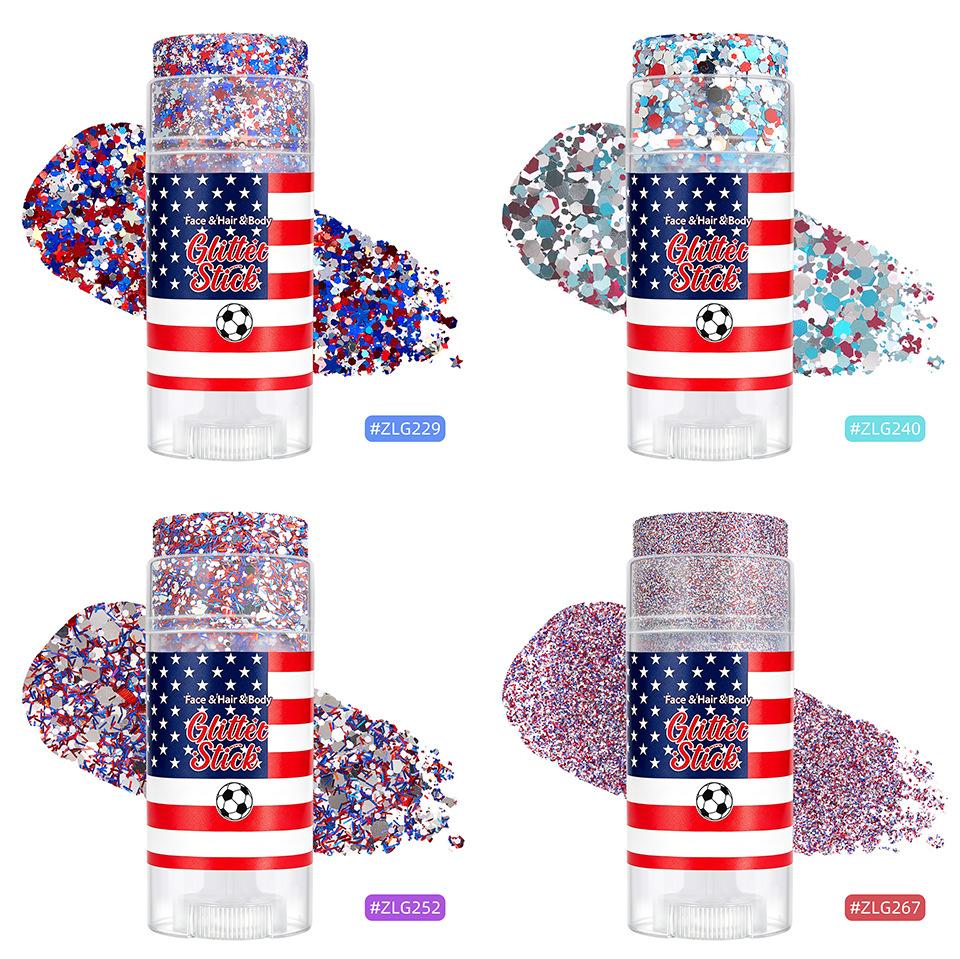 Red White Blue Glitter Gel Stick, Eye Makeup Face Hair Festival Glitter, Independence Day, Rave Party, Easy to Apply Long-Lasting Cosmetic Glitter