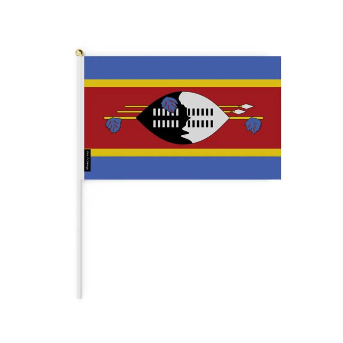 Mini Drapeau l'Eswatini – 14 x 21 cm – À Tenir à la Main – Polyester – 1 pièce – Pixelforma