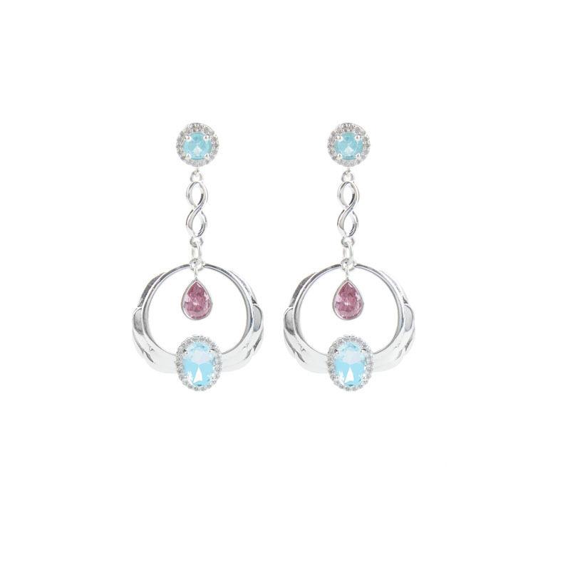 

Swan Lake Princess Aquamarine Zircon Earrings Women S Light Luxury High-End Earrings Heavy Industry Fashion Personality Temperament Earrings