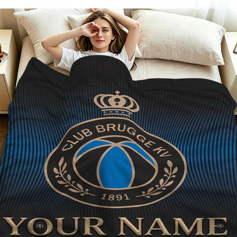 1PC Club Brugge KV Custom Name Patterned Flannel Blanket Suitable For All Seasons for Home Decor Warmth and Comfort Gifts Holiday Present