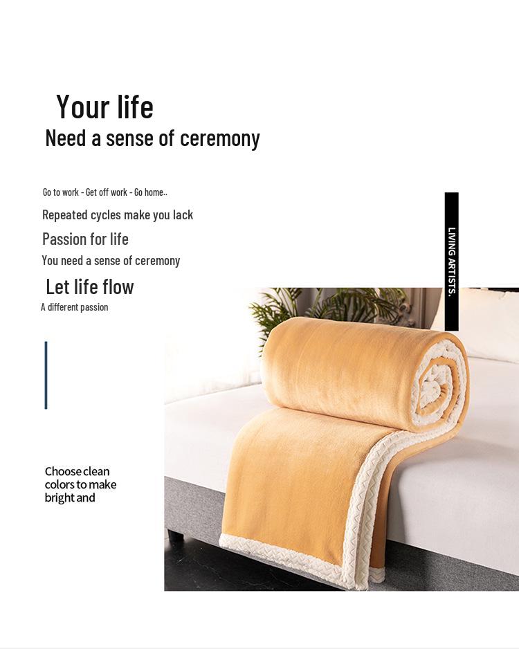 Double-Layer Plush Lamb Wool & Milk Velvet Blanket – Thick Flannel & Coral Velvet Throw for Bed or Air Conditioning.