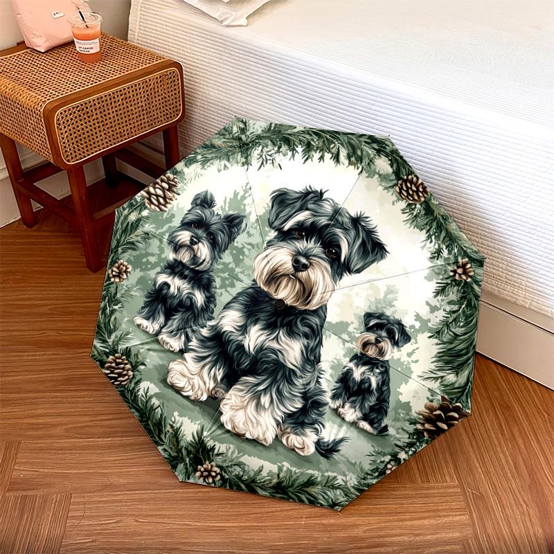 

1 PC Automatic Folding Umbrella - Schnauzer Pattern, Portable & Foldable Design with 8 Ribs, Christmas Birthday Gifts