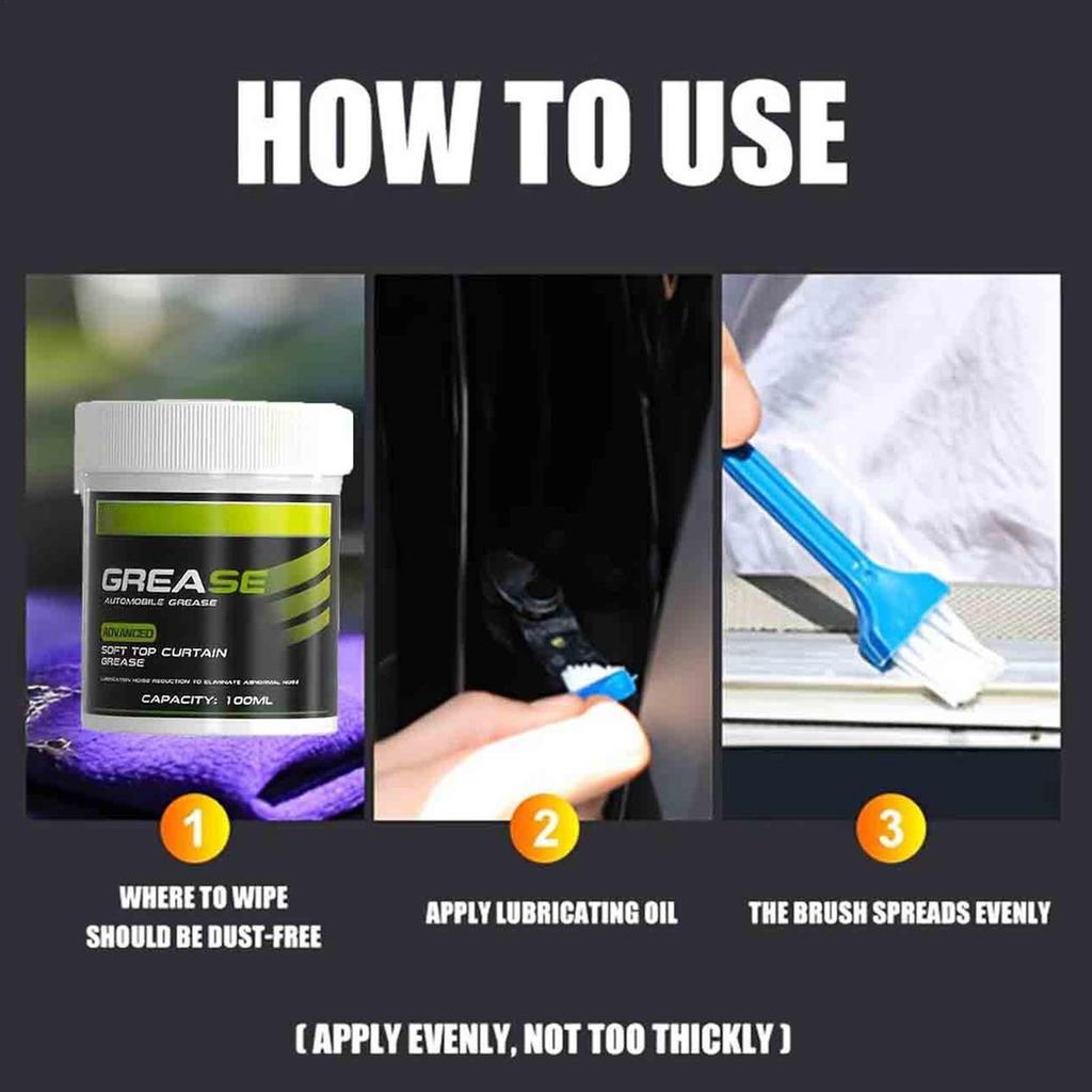 100ml Automotive Grease with Brush Multi-Purpose Car Hinge & Brake Lubricant Lube for Door, Roof, Sunroof, Bearing & Trailer
