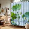 Enhance Your Bathroom with a Waterproof Shower Curtain Featuring Serene Lotus Leaves and Buds for Tranquil Vibes