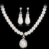 European & American Fashion Teardrop Pearl Earrings & Necklace Bridal Set