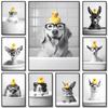 Black and White Funny Bathroom Decor Poster Animals Print Wall Art Picture Canvas Painting for Kids Room Cuadros Home Decoration