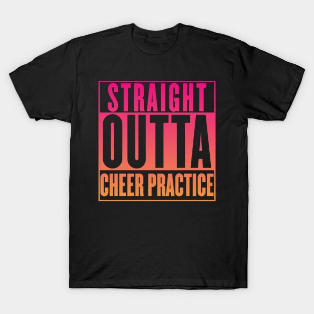 Men Black Print T-shirt Cheer Practice T-Shirt - Straight Outta Cheer Practice Shirt No-Cut Transfer Paper Print Cotton Tshirt
