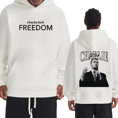 Justice for Charlie Kirk Freedom Hoodies Men's Harajuku Trend Streetwear Hip Hop Sweatshirt Fleece Casual Long Sleeve Clothing