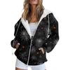 Damenmode, lässig, Halloween-bedrucktes Sweatshirt, langärmelig, mit Tasche, Strickjacke, Jacke, Reißverschluss, Kapuzenmantel