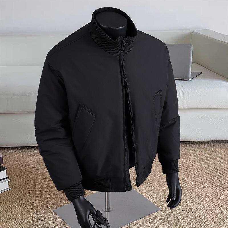 Veste d'aviateur d'hiver pour homme à col montant - Vêtement d'extérieur décontracté ample épaissi en coton