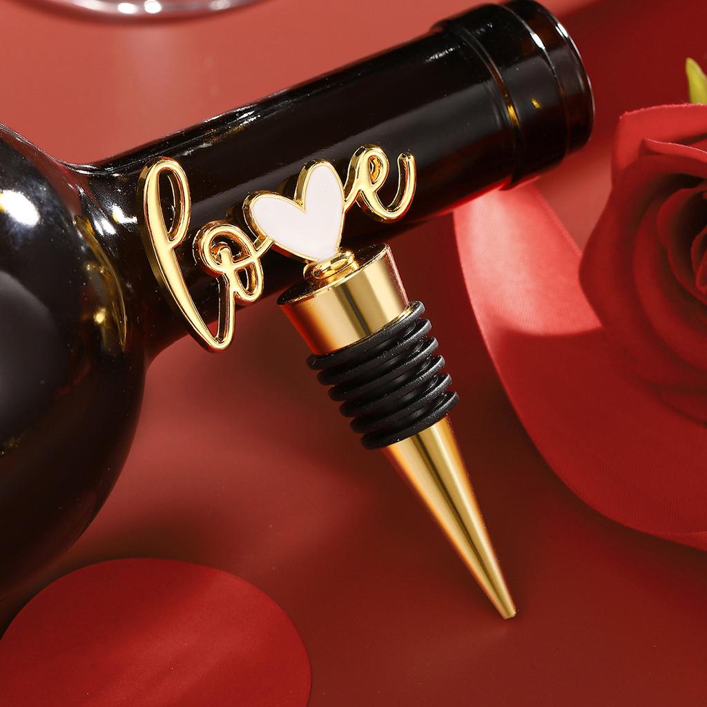 Bottle Stopper Heart Shaped Red Wine Champagne Wine Bottle Stopper Sealing Valentine's Day Wedding Birthday Party Small Gifts