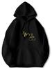 Boxing Heartbeat Hoodie - Black White Boxing & Heartbeat Chest Print Fleece-Lined Loose Fit Sweatshirt with Kangaroo Pocket All-Se