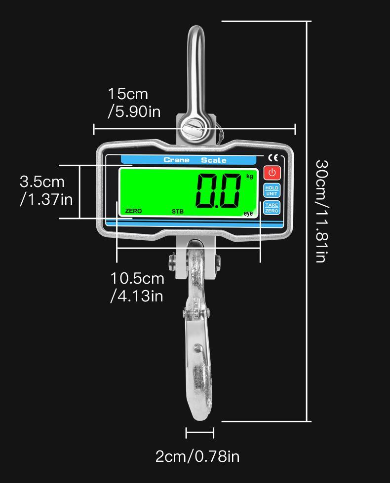 Precise Digital Crane Scale: 2000kg Capacity Hanging Hook with Display