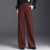 Angola Red Woolen Wide-Leg Tube Pants - Women's High Waist Autumn Long Pants with Good Drape, Loose Fit, New Style 2026.