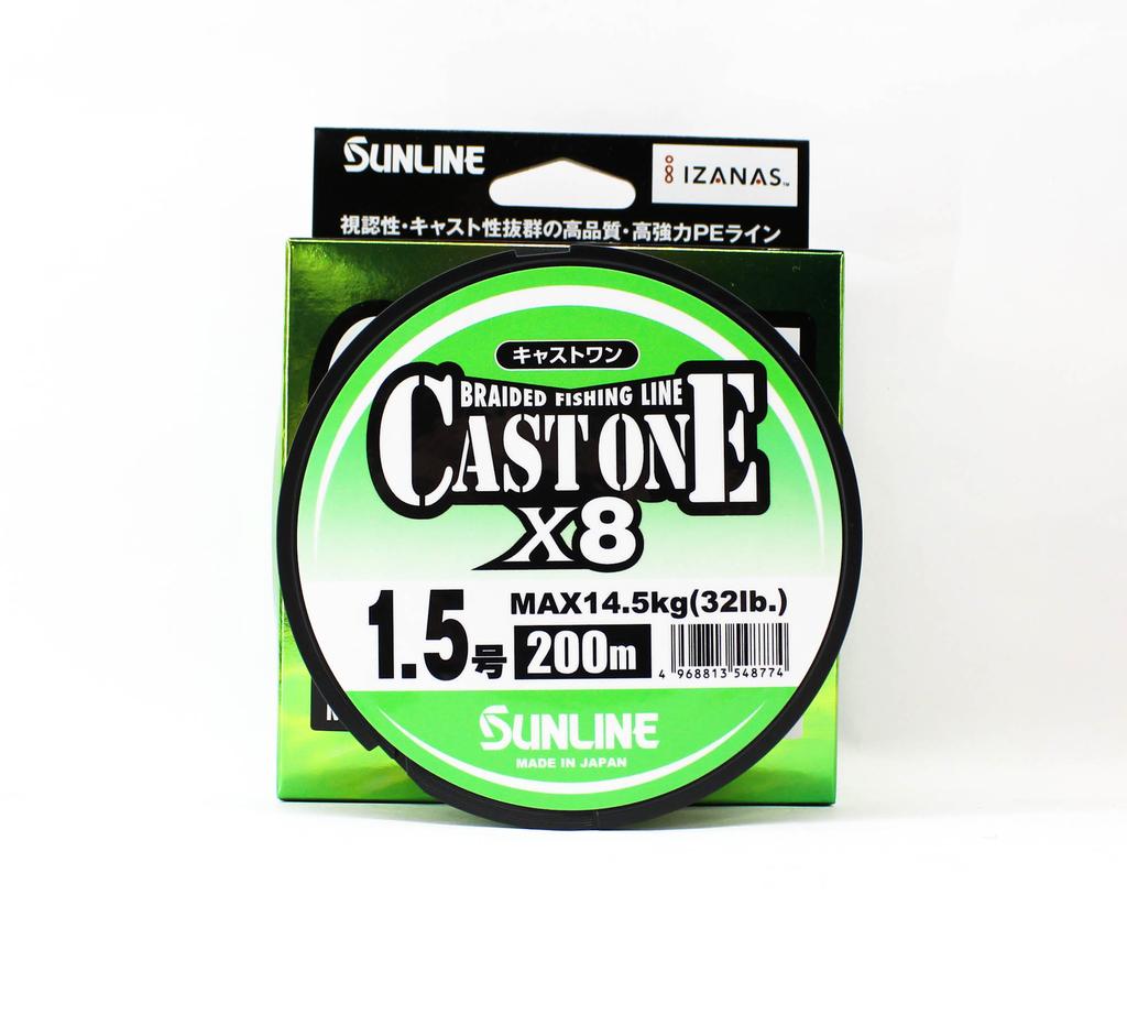 Sunline P.E Line X8 Cast One HG 200M P.E 1.5 25lb Light Green (8774)
