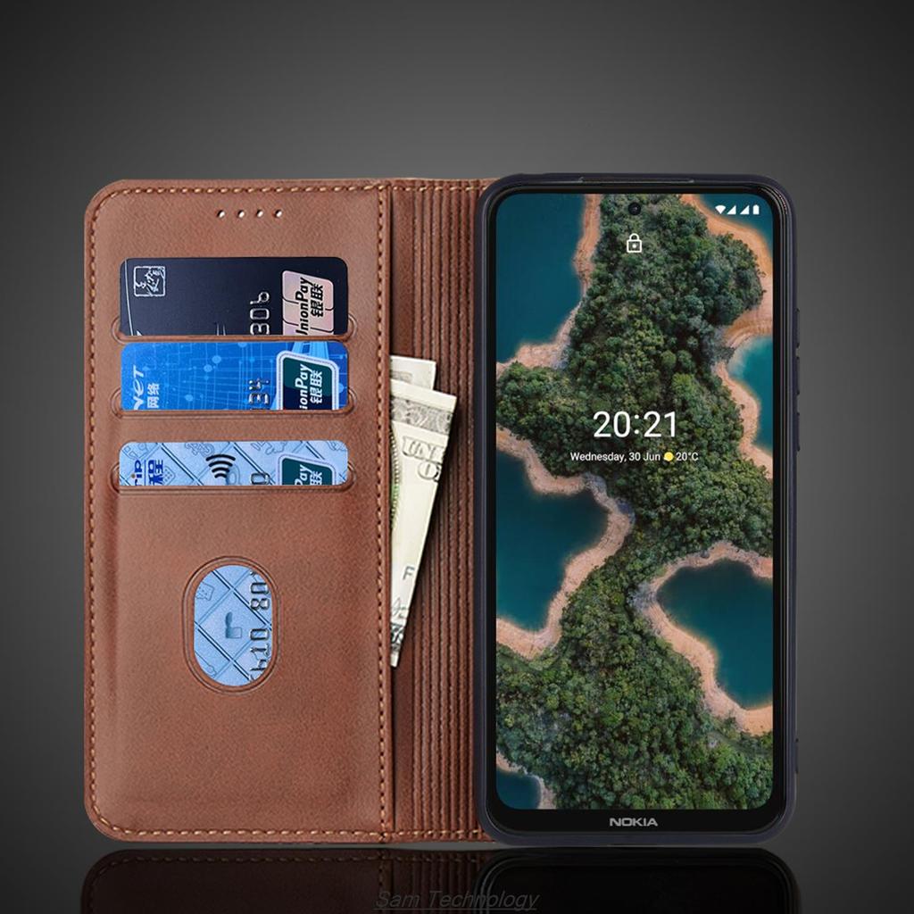 Magnetyczne przyciąganie Skórzane etui do Nokia X20 / Nokia X 20 Uchwyt na karty Kabura Etui z klapką Etui Portfel Telefon Torby Fundas Coque