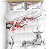Set Biancheria da Letto Stile Giapponese Gru Fiori di Ciliegio Vintage 3 Pezzi per Letto Matrimoniale Tessili per la Casa Copripiumino Coperta Federa