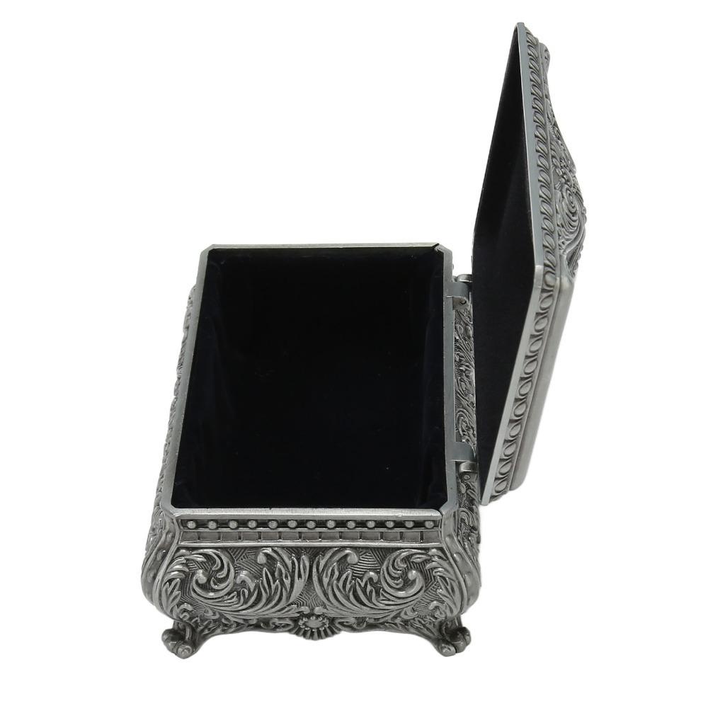 Floral Engraved Metal Trinket Box Antique Storage Jewelry Box Vintage Jewelry Box For Ladies