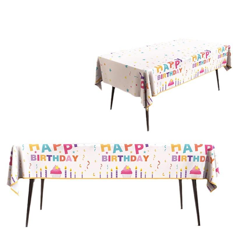 Disposable Tablecloth Cartoon Birthday Party Supplies Solid Color Picnic Table Cover Waterproof Oil-Proof Heavy Duty Rectangle Table Decor 6 Pack