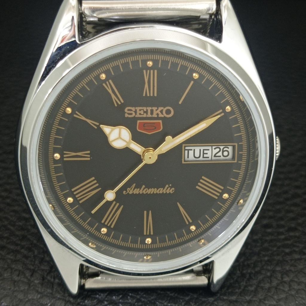 JAPAN VINTAGE REFURBISHED SEIKO 5 AUTOMATIC 6309A MENS BLACK WATCH a442147-4
