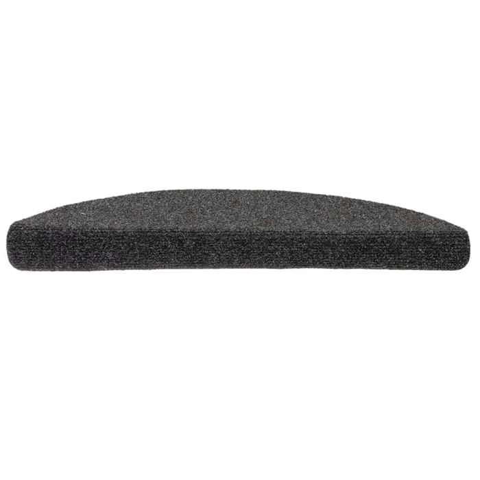 VidaXL Tapis d'escalier autocollants 15 pièces 65 x 21 x 4 cm Anthracite Demi-rond Grand 322353