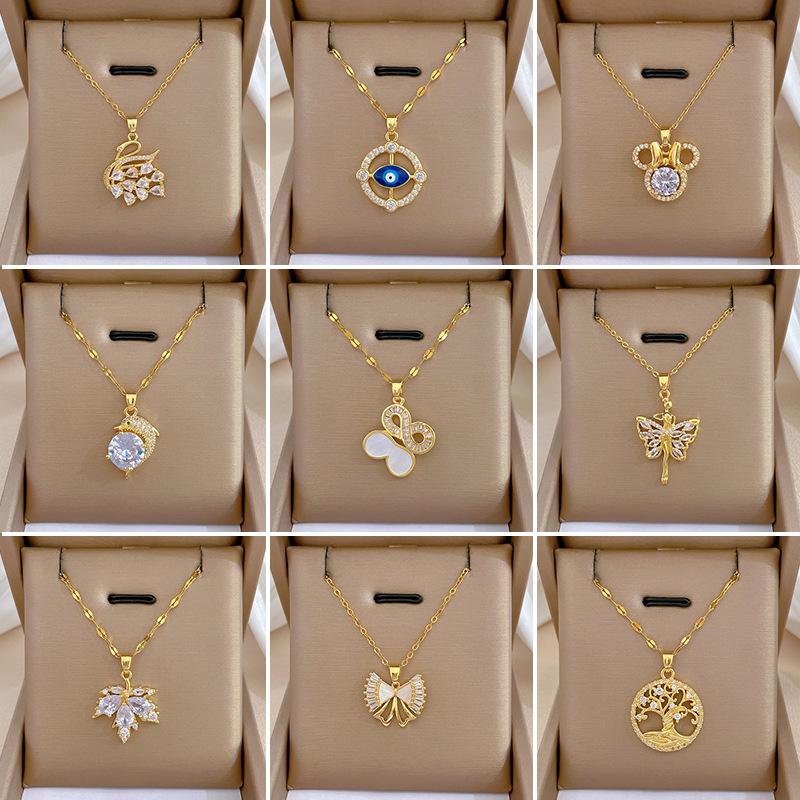 Light Luxury Full Diamond Micro-Inlaid Design Temperament Smart Shining Necklace Women, Simple Pendant