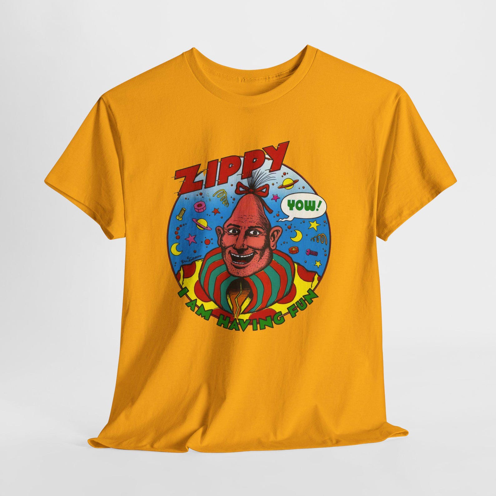 Zippy The Pinhead Comic Cartoon Men s Blue Yellow Gold Tees T-Shirt Size S-5XL 4XL