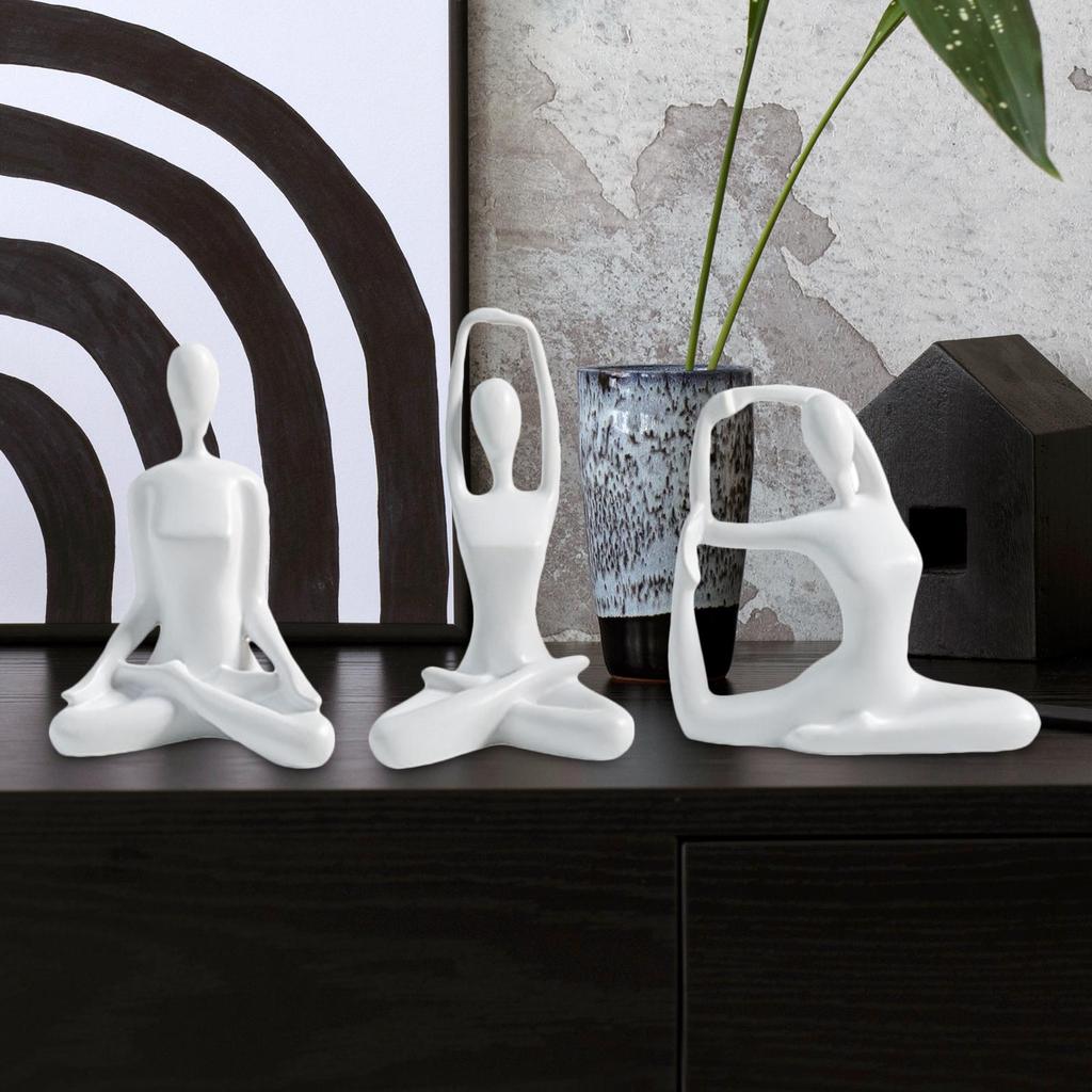 3x Yoga-Figuren, Sammlerstücke aus Kunstharz, Yoga-Statuen für Frauen, ideal als Dekoration für Schlafzimmer, Tisch, Regal oder Wohnzimmer.