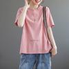 Casual Literary Versatile Crew Neck Short-sleeved T-shirt Women's Summer New Loose Fashion Outerwear Top T-shirt Women