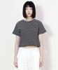 Deumakeu Loose Fit Pinstripe Crop Short Sleeve T-Shirt Black