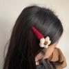 Autumn/Winter Forest-Style Knitted Flower Hair Clip for Bangs