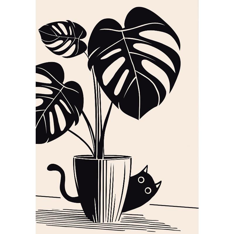 Cartoon Niedliche Katze Leben Illustration Buntes Poster Druck Wandkunst Bilder Leinwand Malerei Wohnzimmer Schlafzimmer Heimdekor Geschenk