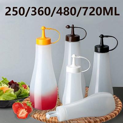 1Pcs Ketchup Mustard Dispensers Squeeze Bottles Seasoning Hot Sauces Olive Oil Kitchen Gadgets Condiment Bottles 4 Capacity
