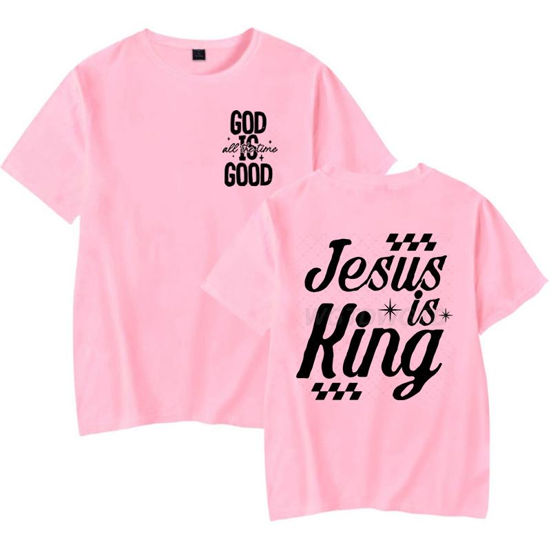 Gift for Christian Tshirt Unisex Women Jesus Is King Graphic Tee Crew Neck Fashion Summer Tops Jesus Religious Faith Based TShirt
