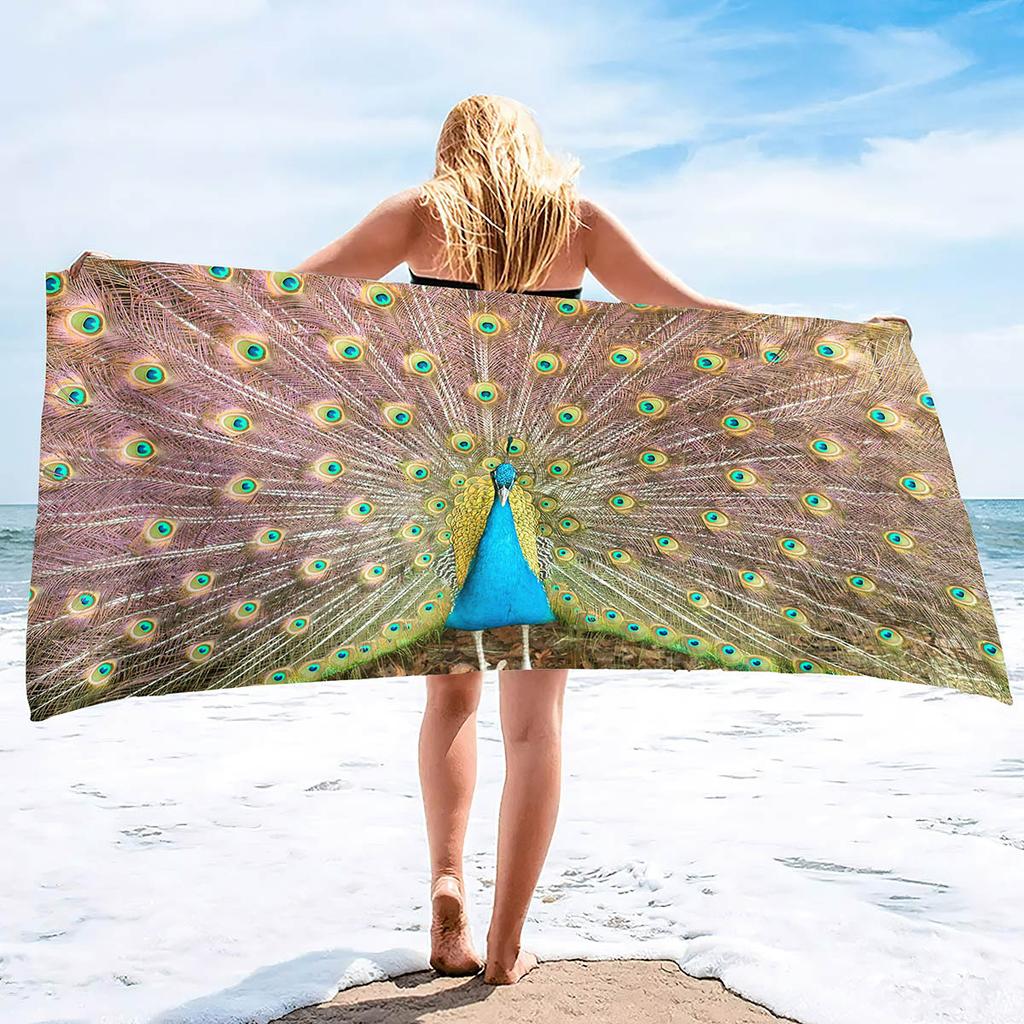 Animal Peacock Print Series Seaside Vacation Beach Towel Swimming Bath Towel Sports Towel