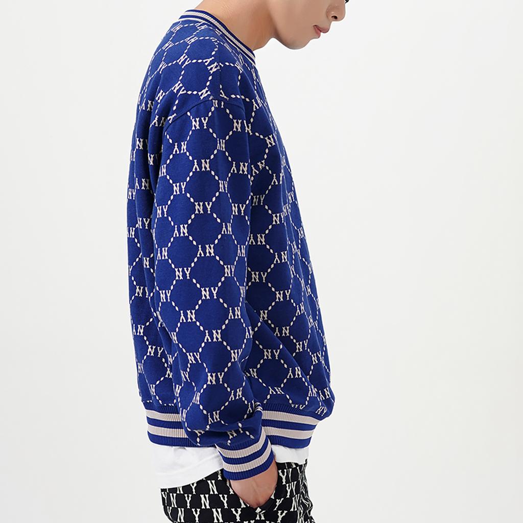 New MLB Old Flower Sweatshirts Unisex Navy Blue 3AMTM0724-50NYS